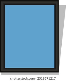 Minimal wall mirror with black frame vector illustration. 2d flat cartoon mirror design isolated on white backgroun for cartoon animation