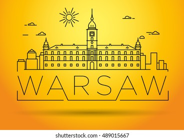 Minimal Warsaw City Linear Skyline with Typographic Design