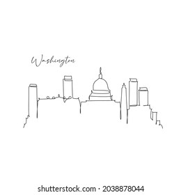 Minimal Washington Linear Skyline with Typographic Design