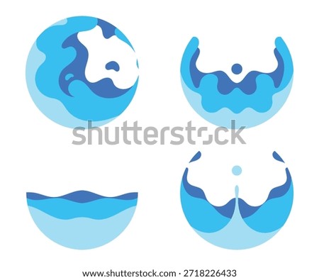 minimal water wave circle symbol set