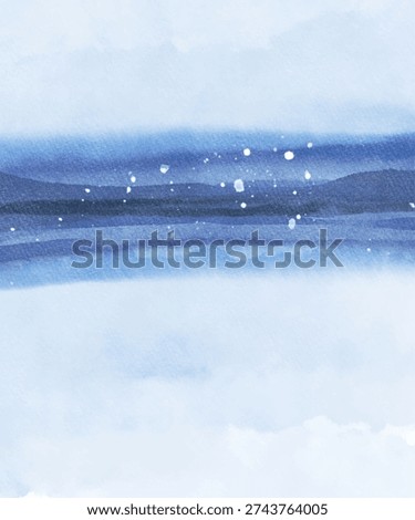 Minimal watercolor background with layered blue tones resembling a calm horizon, ideal for serene designs, wellness themes, and gentle visual storytelling. Vector