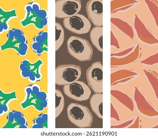 Minimal Watercolor Fruit and Botanical Seamless Pattern for Wrapping Paper