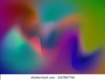 Minimal Watercolor Layout. Abstract Curves and Lines. Light Template for Cover, Poster, Banner, Greeting Card. Creative Neon Pink, Blue, Violet Background. Modern Digital Pattern with Fluid Shapes.