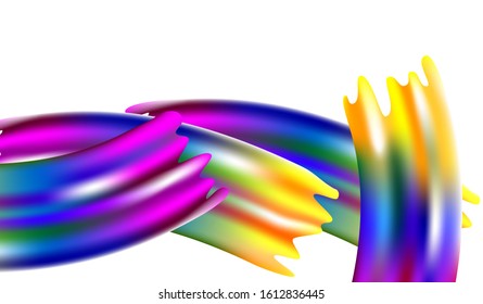 Minimal Watercolor Layout. Abstract Realistic Creative Neon Pink, Blue, Violet Background. Light Template for Cover, Poster, Banner, Greeting Card. Modern Digital Pattern with Rainbow Brush Strokes.