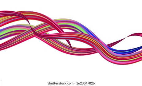 Minimal Watercolor Layout. Abstract Realistic Modern Digital Pattern with Rainbow Brush Strokes. Creative Neon Pink, Blue, Violet Background. Light Template for Cover, Poster, Banner, Greeting Card.