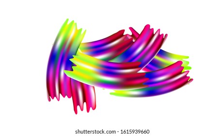 Minimal Watercolor Layout. Creative Neon Pink, Blue, Violet Background. Light Template for Cover, Poster, Banner, Greeting Card. Abstract Realistic Modern Digital Pattern with Rainbow Brush Strokes.