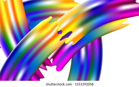 Minimal Watercolor Layout. Light Template for Cover, Poster, Banner, Greeting Card. Abstract Realistic Creative Neon Pink, Blue, Violet Background. Modern Digital Pattern with Rainbow Brush Strokes.