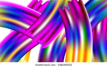 Minimal Watercolor Layout. Light Template for Cover, Poster, Banner, Greeting Card. Modern Digital Pattern with Rainbow Brush Strokes. Abstract Realistic Creative Neon Pink, Blue, Violet Background.