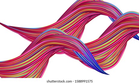 Minimal Watercolor Layout. Light Template for Cover, Poster, Banner, Greeting Card. Creative Neon Pink, Blue, Violet Background. Abstract Realistic Modern Digital Pattern with Rainbow Brush Strokes.
