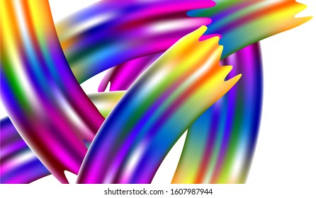 Minimal Watercolor Layout. Modern Digital Pattern with Rainbow Brush Strokes. Light Template for Cover, Poster, Banner, Greeting Card. Abstract Realistic Creative Neon Pink, Blue, Violet Background.