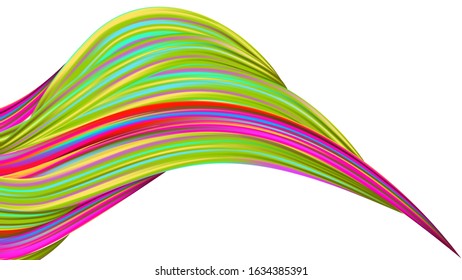 Minimal Watercolor Layout. Modern Digital Pattern with Rainbow Brush Strokes. Light Template for Cover, Poster, Banner, Greeting Card. Abstract Realistic Creative Neon Pink, Blue, Violet Background.