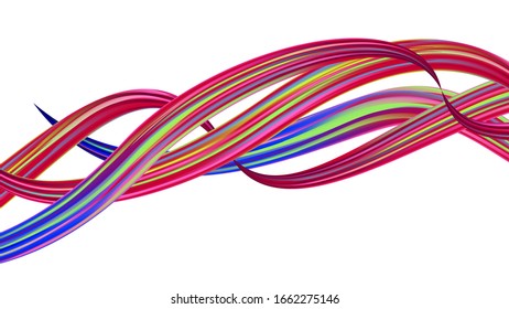 Minimal Watercolor Layout. Modern Digital Pattern with Rainbow Brush Strokes. Creative Neon Pink, Blue, Violet Background. Light Template for Cover, Poster, Banner, Greeting Card. Abstract Realistic