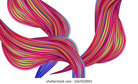 Minimal Watercolor Layout. Modern Digital Pattern with Rainbow Brush Strokes. Light Template for Cover, Poster, Banner, Greeting Card. Creative Neon Pink, Blue, Violet Background. Abstract Realistic