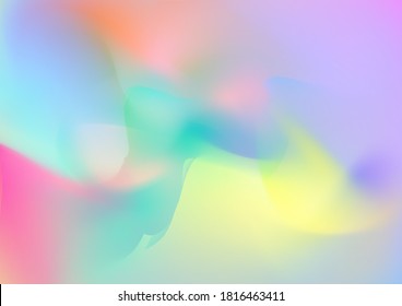 Minimal Watercolor Layout. Modern Digital Pattern with Fluid Shapes. Light Template for Cover, Poster, Banner, Greeting Card. Creative Neon Pink, Blue, Violet Background. Abstract Curves and Lines.