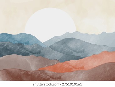 Minimal watercolour landscape background design 