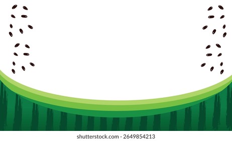 Vetor de fundo de melancia mínimo com casca verde listrada e sementes pretas em um fundo transparente