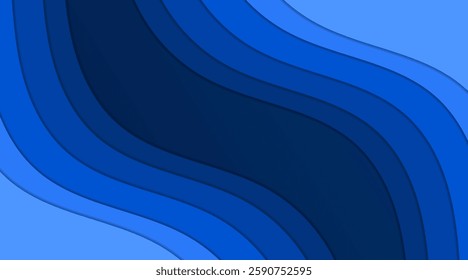 Minimal Wave Blue Background and papercut style
