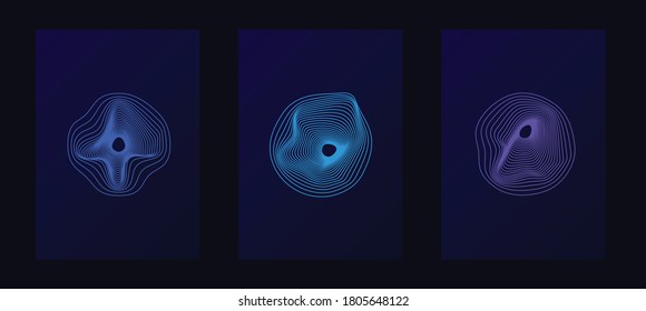 Minimal wave circle cover design. Vector abstract background with dynamic waves, round wave. Line Illustration, Abstract circle