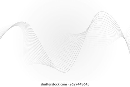Minimal wave curve line element with fluid white background