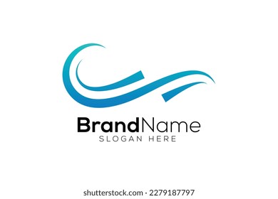 Plantilla de diseño de logotipo de iconos de onda mínima