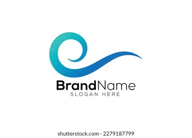 Minimal wave icon logo design template