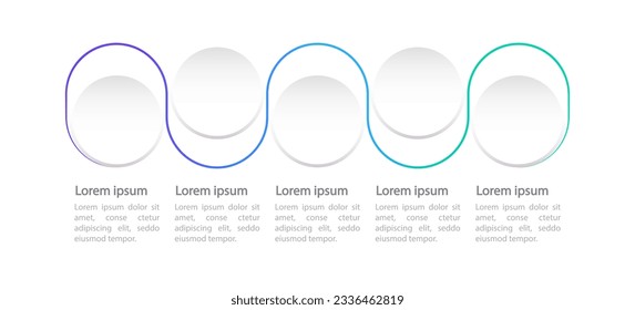 Minimal wave infographic chart design template. Neumorphic abstract infochart with editable contour. Instructional graphics with 5 step sequence. Visual data presentation. Myriad Pro font used