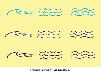Minimal wave outline in vector format. Perfect for ocean themes, beach graphics, and summer illustrations.