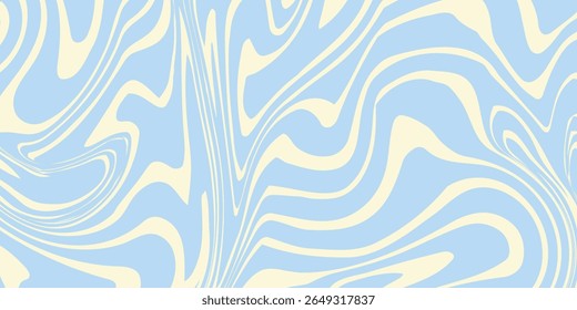 A minimal wavy abstract background with pastel blue and cream colors, inspired by 60s and 70s retro style.Vector illustration.