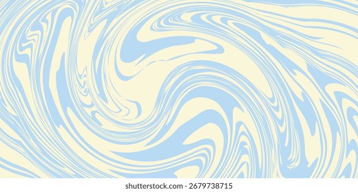 Un fondo abstracto ondulado mínimo con colores azul pastel y crema, inspirado en el estilo retro de los años 60 y 70. Ilustración vectorial.