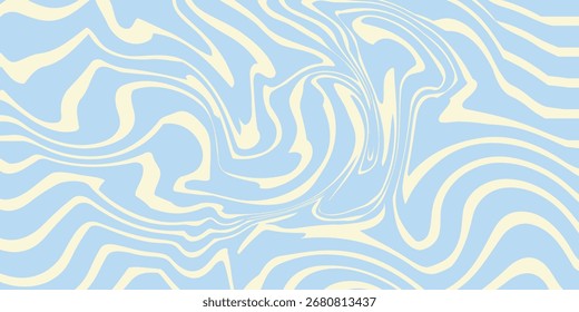 A minimal wavy abstract background with pastel blue and cream colors, inspired by 60s and 70s retro style.Vector illustration.