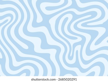 A minimal wavy abstract background with pastel blue and cream colors, inspired by 60s and 70s retro style. Groovy background with psychedelic abstract wavy shapes. vector illustration 