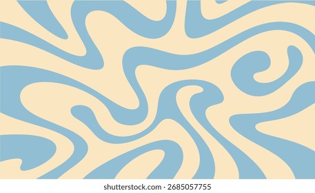 Ein minimaler wellenförmiger abstrakter Hintergrund mit pastellblauem und cremefarbenem Hintergrund