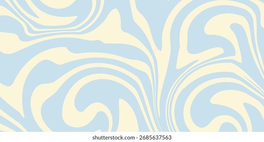 Ein minimaler wellenförmiger abstrakter Hintergrund mit pastellblauen und cremefarbenen Farben, inspiriert durch den 60er und 70er Jahre Retro-Stil.Vektorgrafik.eps 10