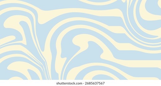 Un fondo abstracto ondulado mínimo con colores azul pastel y crema, inspirado en el estilo retro de los años 60 y 70. Ilustración vectorial.eps 10