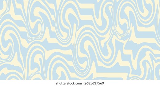 Un fondo abstracto ondulado mínimo con colores azul pastel y crema, inspirado en el estilo retro de los años 60 y 70. Ilustración vectorial.eps 10