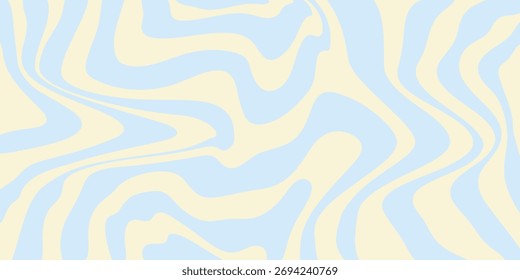 A minimal wavy abstract background with pastel blue and cream colors, inspired by 60s and 70s retro style.Vector illustration.
