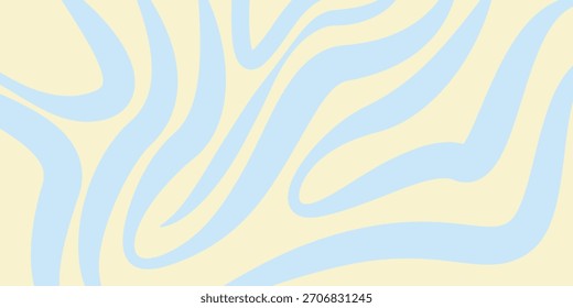 A minimal wavy abstract background with pastel blue and cream colors, inspired by 60s and 70s retro style.Vector illustration.