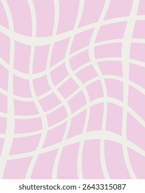 Cuadrícula ondulada mínima, líneas rosadas, patrón geométrico abstracto, Vector sin costuras, fondo pastel moderno, decoración suave