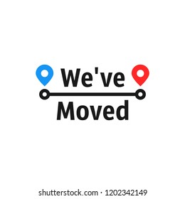 minimal we have moved icon. flat simple trendy interest locator logotype graphic art design illustration element isolated on white background. concept of land mark like ecommerce delivery or transfer