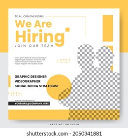 Minimal We Are Hiring Job Position For Social Media Post Template