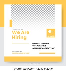 Minimal We Are Hiring Job Position For Social Media Post Template