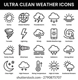 Minimal Weather Forecast and Climate Vector Line Icon Pack