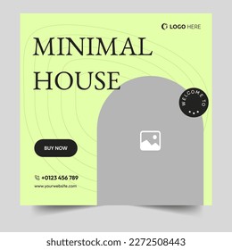 Minimal web banner template for social media posts, real estate property banner, minimal house, vector eps 10 file