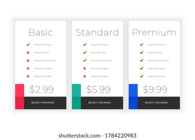 minimal web plans and pricing comparision template design