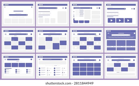 Minimal Website Browser Interface Layout Collection Flat Design
