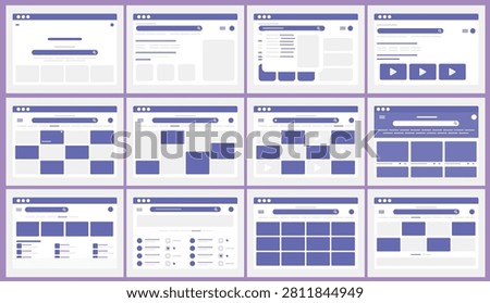 Minimal Website Browser Interface Layout Collection Flat Design