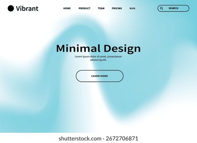  Minimal website design template with abstract blue gradient fluid background, smooth flowing shapes, and modern UI layout. Perfect for banners, posters, covers, flyers, ads, and digital presentations