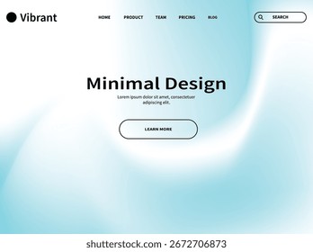 Minimal website design template with abstract blue gradient fluid background, smooth flowing shapes, and modern UI layout. Perfect for banners, posters, covers, flyers, ads, and digital presentations