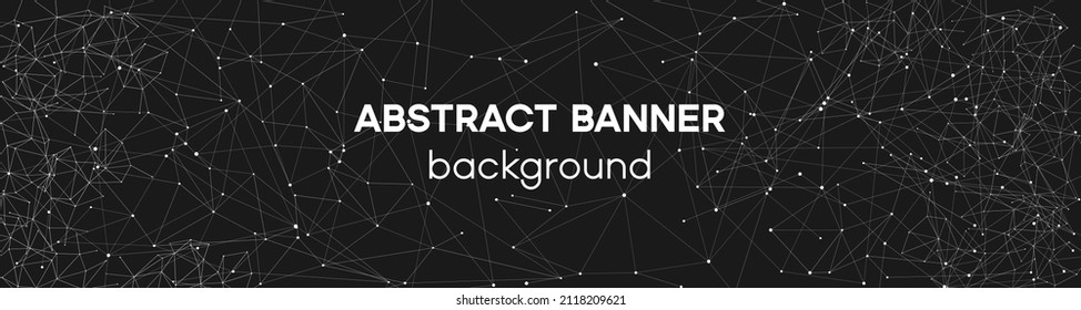 Minimal website header background. Corporate business concept. Dark medical pattern with node line connection.