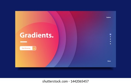 Minimal Website Hero Header Template with Vibrant Gradient Background in Contrasting Colors